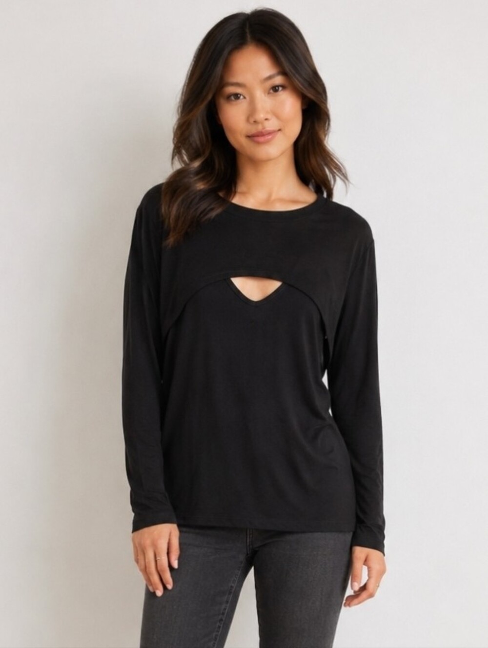❤️ NWOT! CABI PEEK-A-BOO LONG SLEEVE TOP, BLACK, SMALL